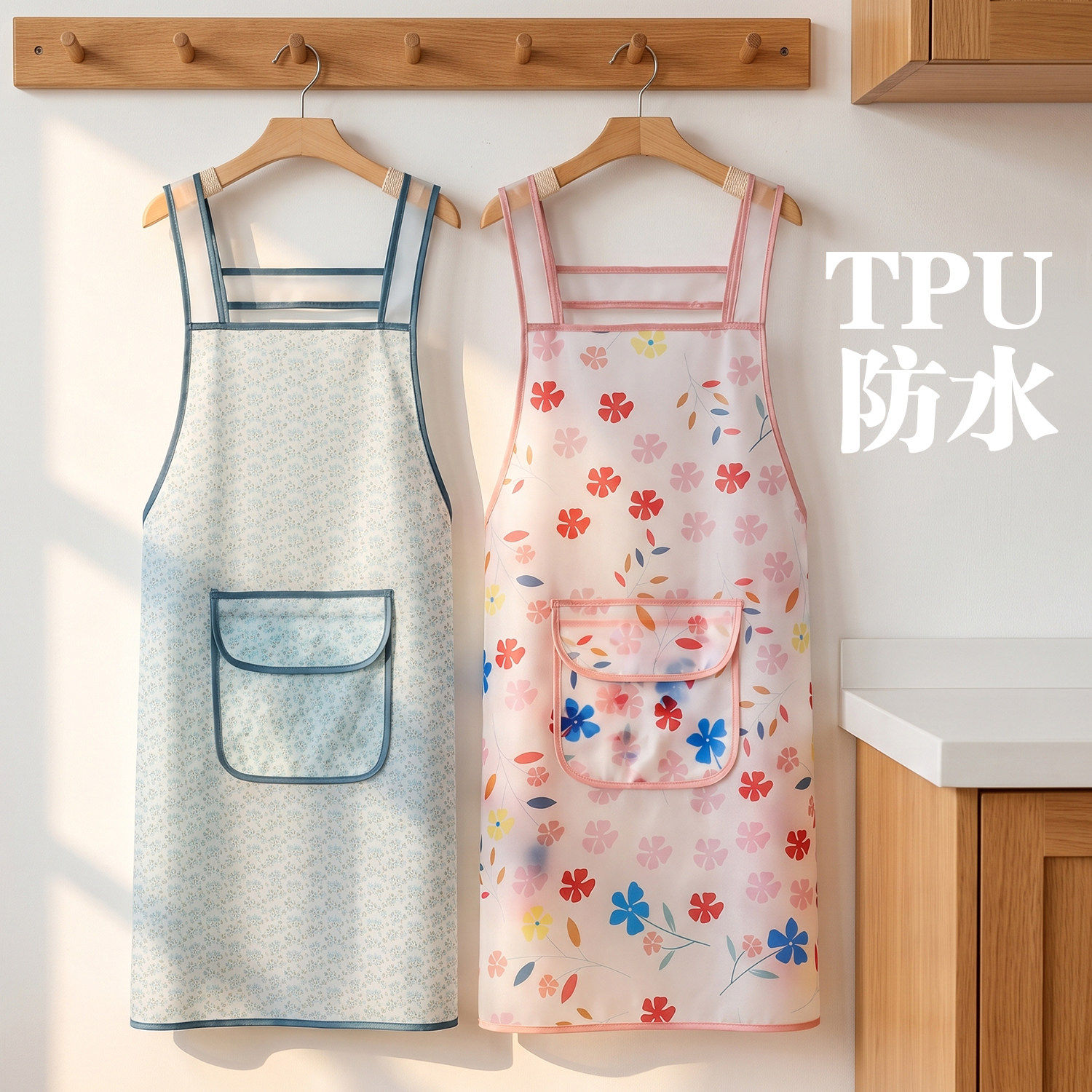 TPU防水防油厨房餐饮围裙情侣款
