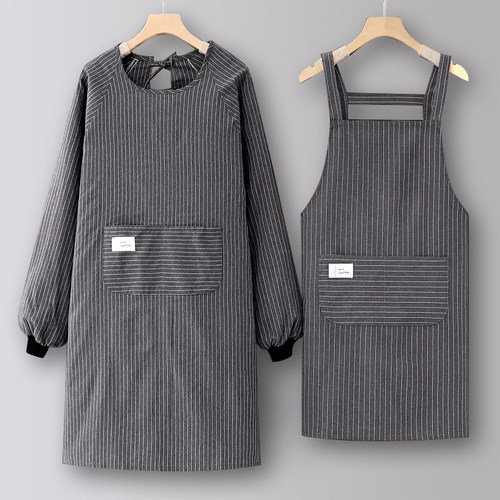 长袖家用厨房纯棉围裙时尚罩衣