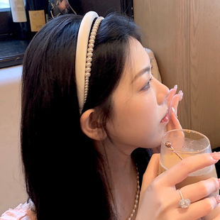 氣質溫柔珍珠發箍女百搭外出高級感發卡高顱頂頭箍發飾 鄰家姐姐