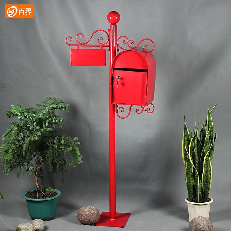 美式复古铁艺信箱落地带锁邮筒室外防雨信报箱别墅邮箱装饰品