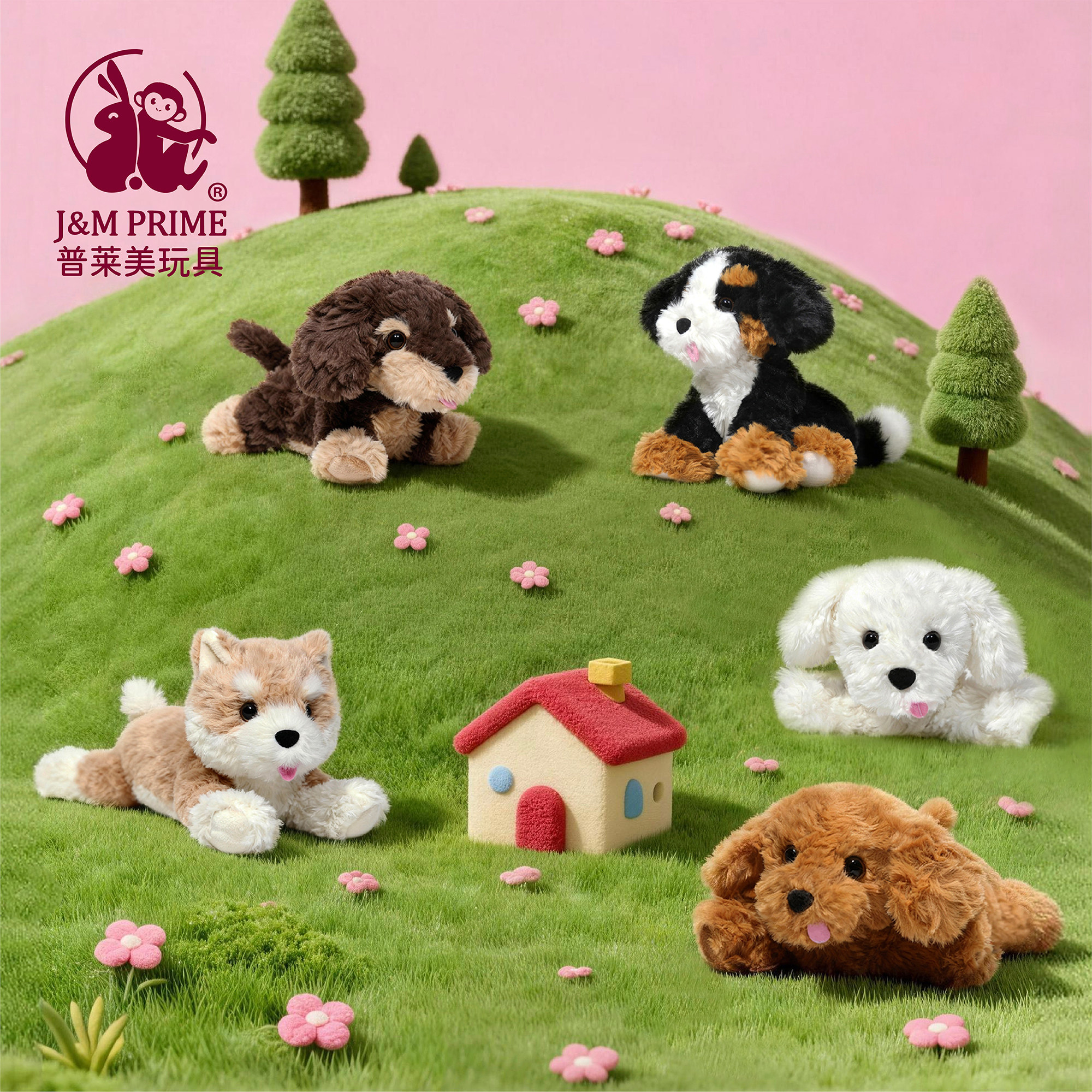 普莱美JMPRIME萌宠小狗柔软可爱狗玩偶小狗毛绒玩偶儿童玩具礼物