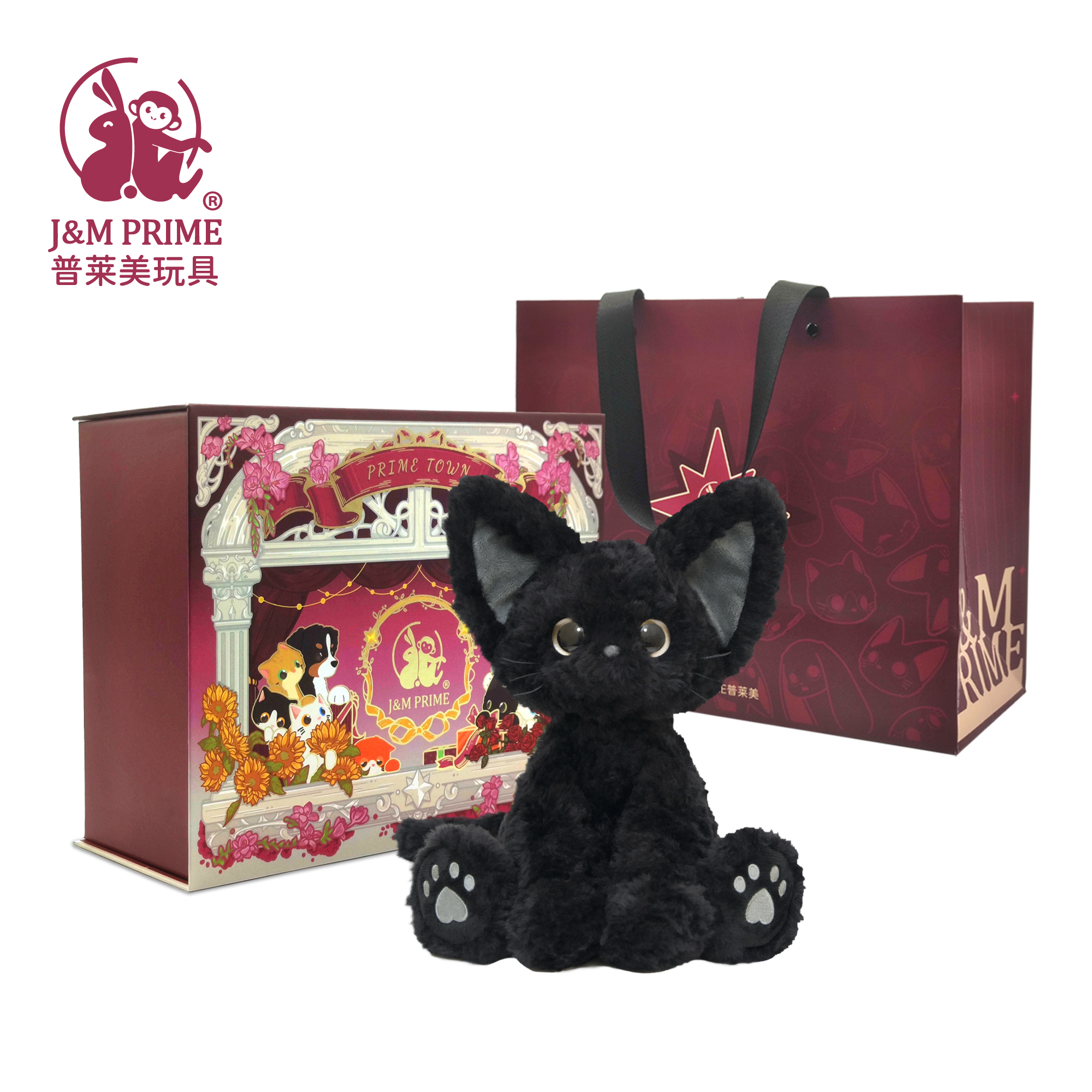 普莱美JMPRIME卡奇德文小黑猫玩偶仿真猫咪公仔生日礼物毕业纪念