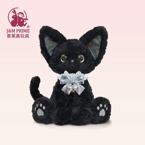 明星同款黑猫玩偶德文卷毛猫公仔
