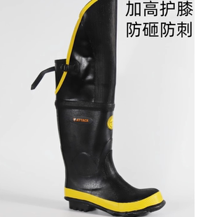 加高护膝男款钢头钢底防砸防刺加厚款雨靴雨鞋男橡胶工地工矿消防