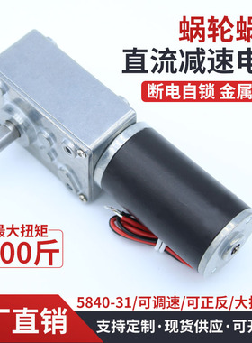 5840-31ZY直流蜗轮蜗杆减速电机大扭力全金属齿轮微型马达12V24V