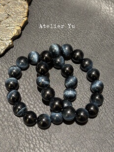 精品蓝虎眼石 天然虎睛石油润猫眼闪电眼纹理木变石手串男女手链