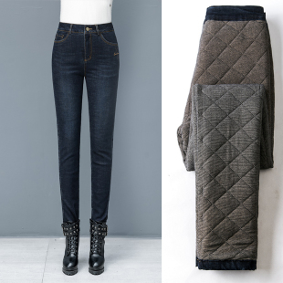 中老年加厚妈妈羊羔绒小脚棉裤 加绒牛仔裤 高腰大码 新款 女2025冬季