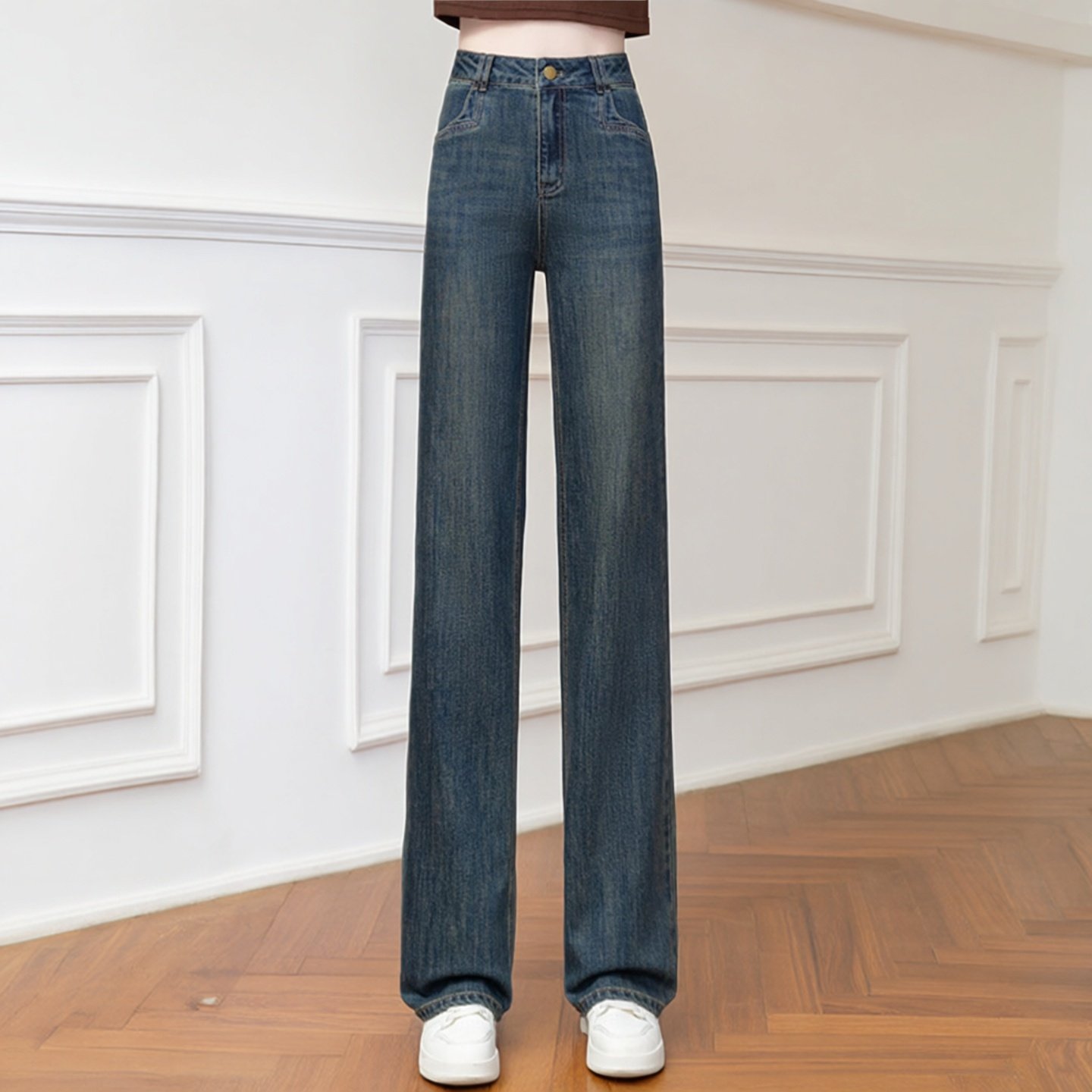 美式复古窄版阔腿牛仔裤女2026春秋季新款高腰显瘦休闲直筒长裤,女装/女士精品,大码裤装,淘宝优惠券,粉丝福利购,淘宝优惠卷