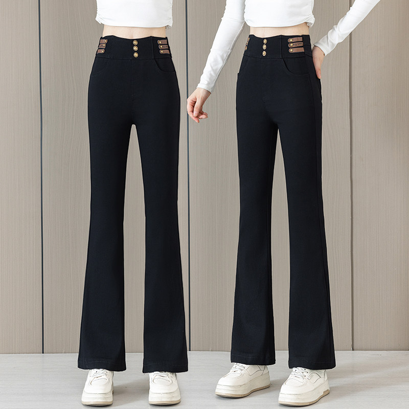 九分牛仔微喇裤女垂感弹力马蹄裤