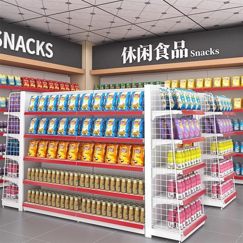 速发超市货架展示架商店小卖部商超货架便利店母婴零食单双面自由