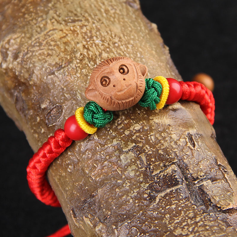 现货速发桃木十二生肖红绳手链鼠牛虎兔龙蛇马羊猴鸡狗猪男款宝宝