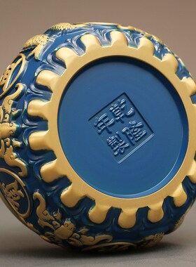 速发工厂直发黄铜八福百福蓝色聚宝盆家用客厅办公室摆件开业送礼