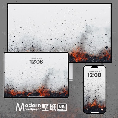火焰灰烬8K高清壁纸苹果手机ipad平板电脑桌面高级氛围感风景插画