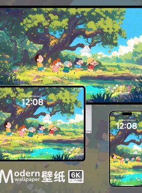 蜡笔小新4K高清壁纸iPhone手机ipad平板电脑mac绿色可爱屏保壁纸