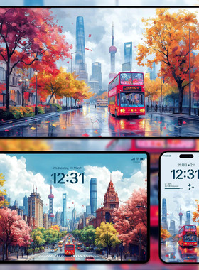 6张治愈风景iphone苹果安卓手机壁纸ipad平板电脑桌面插画图素材