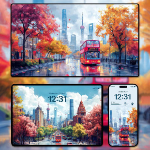 6张治愈风景iphone苹果安卓手机壁纸ipad平板电脑桌面插画图素材