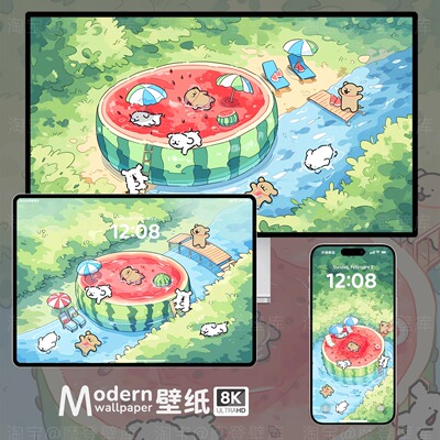 可爱治愈系小狗8K高清壁纸苹果手机ipad平板mac电脑区分卡通插画