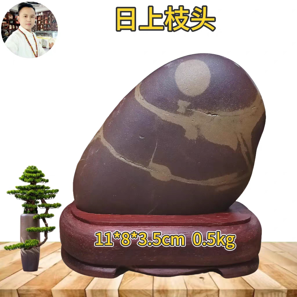 日上枝头长江天然水冲水墨画面原石奇石办公室居家摆件观赏送礼