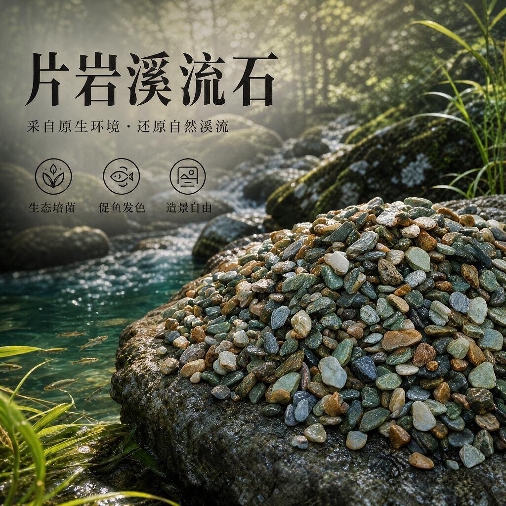 天然原生态溪流石底砂鱼缸专用过滤铺地摆件火山石造景主石鹅卵石