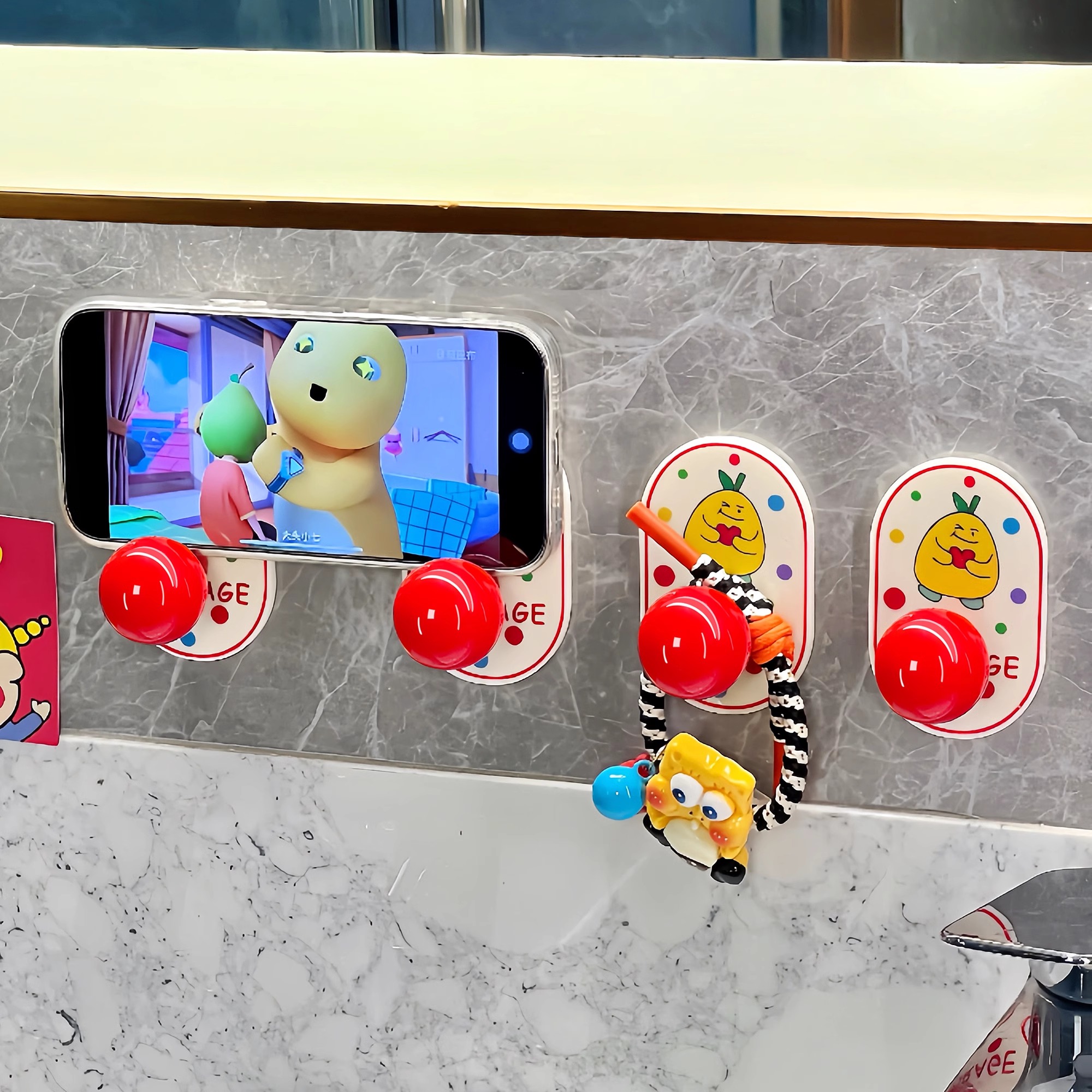 左左居里浴室挂钩强力粘胶免打孔