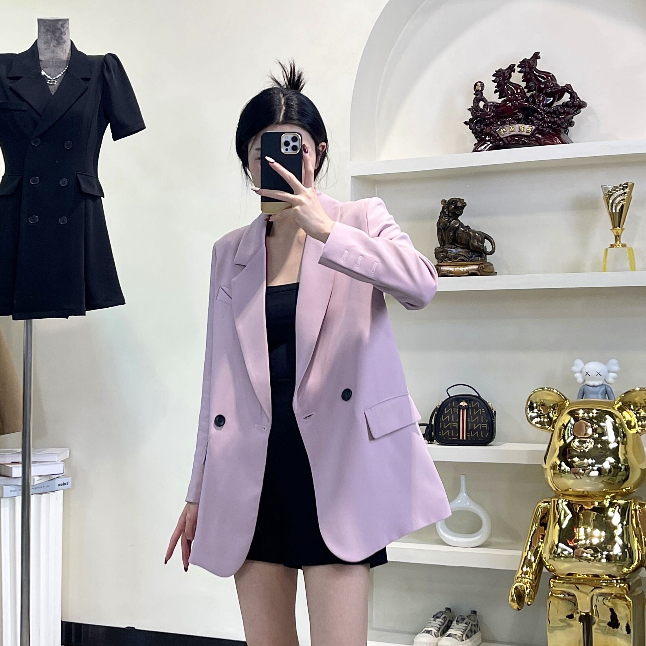 봄 신상 여성 코트 루즈 캐주얼 정장 재킷 보라색 캔디 컬러 정장 318266