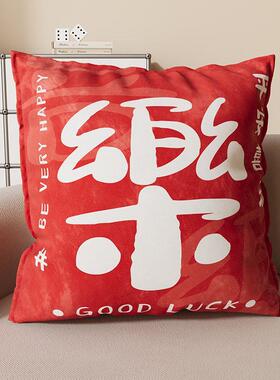 多巴胺可爱励志文字抱枕沙发床头装饰靠枕车载办公室靠背枕可拆洗