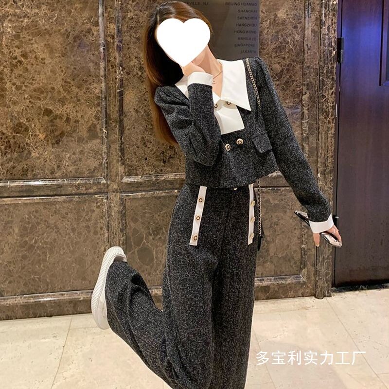 时尚小香风两件套装女装秋季薄款2025年新款薄款名媛气质阔腿裤子