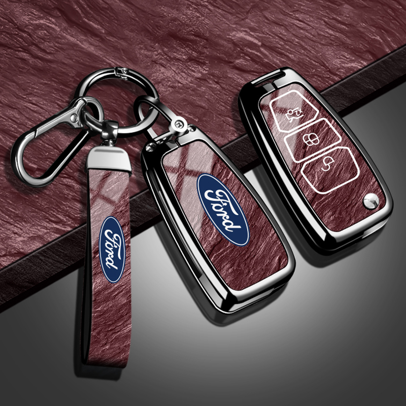 13-19款福特翼虎钥匙套老款折叠福克斯致胜途睿欧汽车金属壳扣包