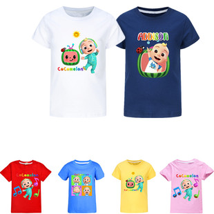 男女童休闲上衣超级宝贝CocoMelon可可瓜童装 儿童纯棉短袖 T恤夏季