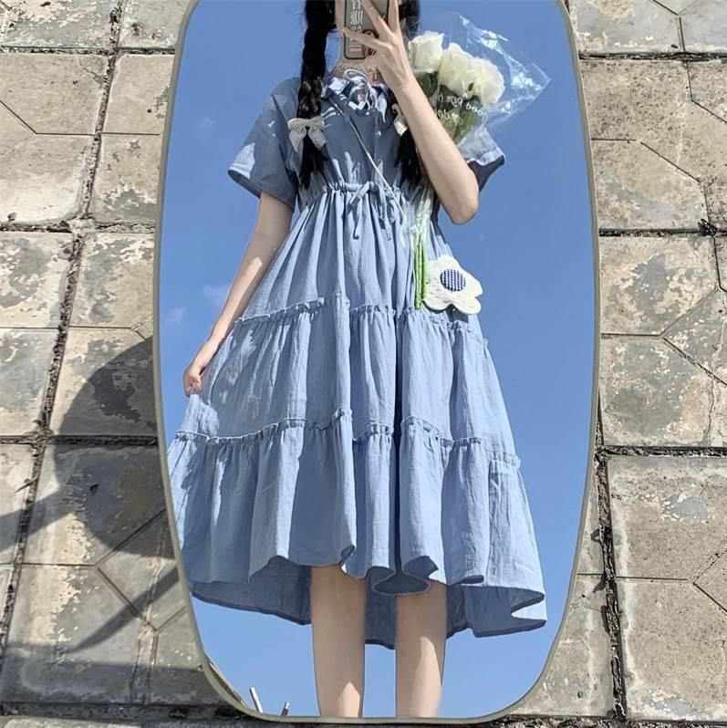 女大童连衣裙夏装2023新款儿童洋气日系公主裙女孩夏季学生长裙火