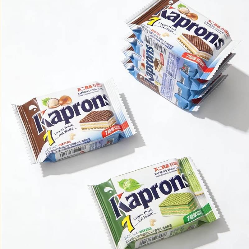 不二良品kaprons威化饼干榛子巧克力抹茶味袋装84g零食下午茶饼干