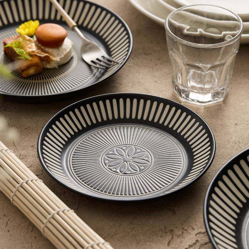 德化陶瓷盘子高级感印花浮雕深盘浅盘日式餐具意境菜摆盘菜盘家用,餐饮具,盘,淘宝优惠券,粉丝福利购,淘宝优惠卷