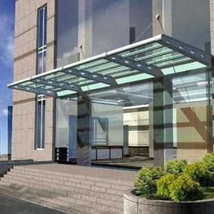 新玻璃雨棚门头钢化玻璃办公楼雨篷遮阳蓬钢结构双层夹胶雨棚品