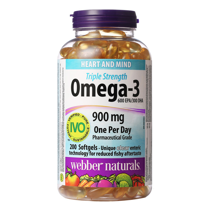 加拿大WebberNaturals伟博高浓度深海鱼油Omega3成人DHA鱼油200粒