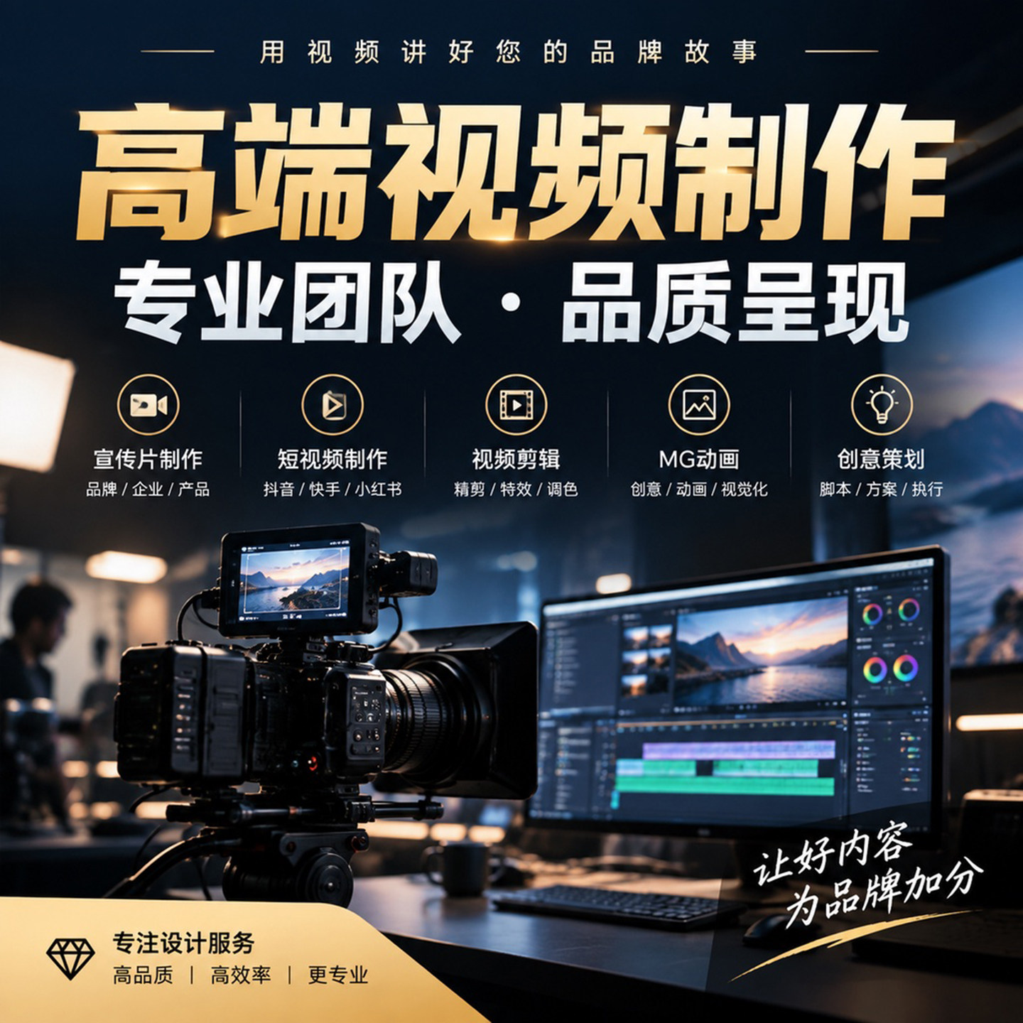 高端短视频制作剪辑VLOG口播抖音生日年会婚礼背景AI宣传片头代做图片