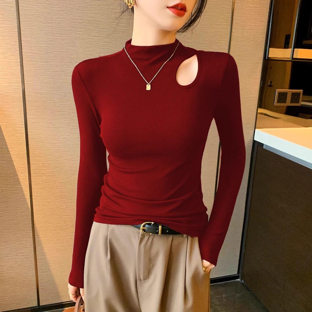 安哥拉红半高领打底衫