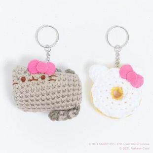 Hello Pusheen钥匙扣手工DIY编织钩针甜甜圈KT胖吉猫挂件 kitty