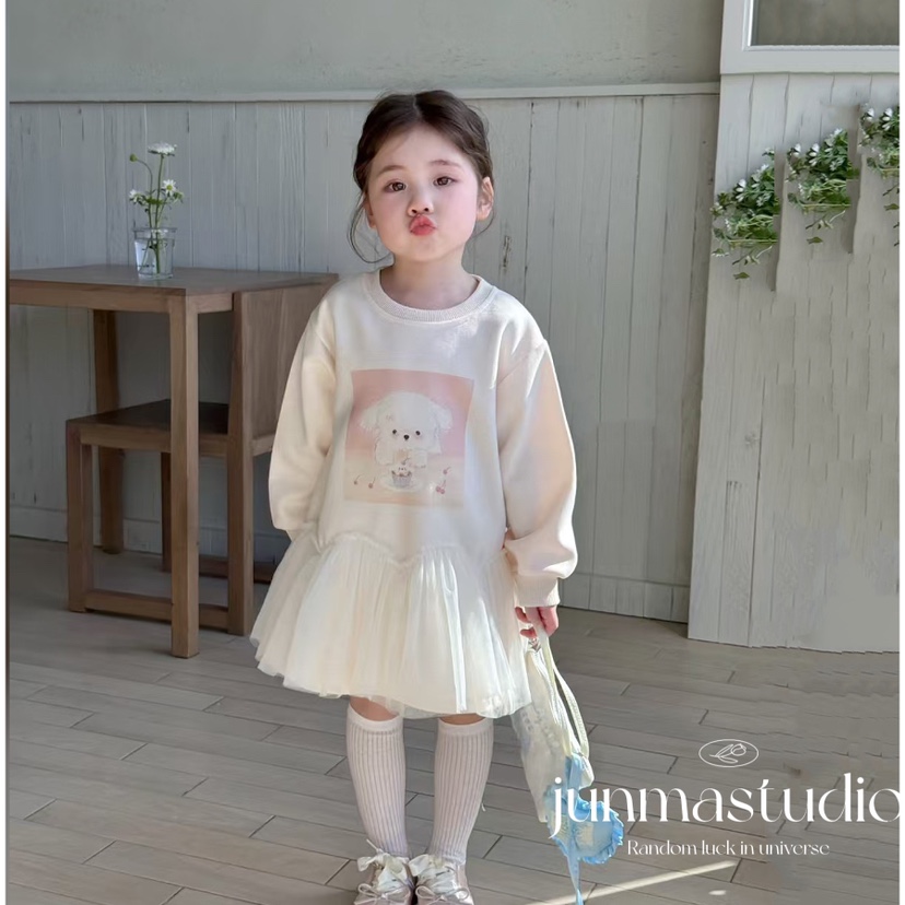 清仓！opao童装女童儿童宝宝春装网纱拼接卫衣裙连衣裙子纱裙