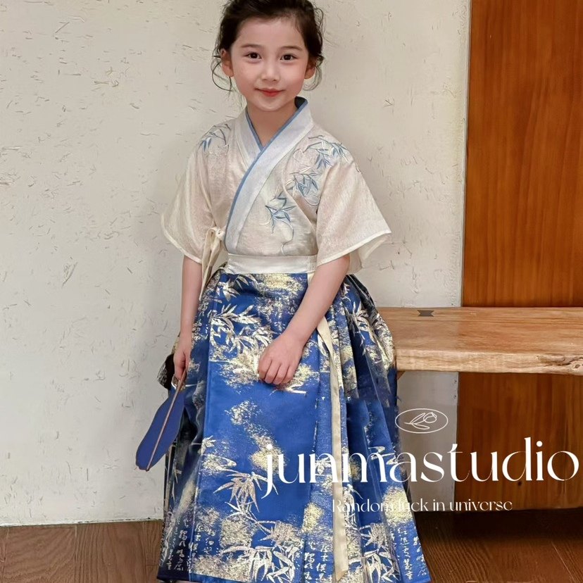 夏装新款女童中童儿童K0汉服国风古装刺绣唐装改良马面裙汉服