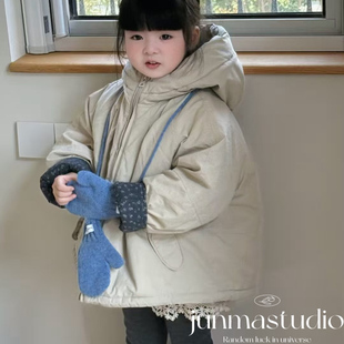 品牌童装女童宝宝儿童冬装新款韩系极简风连帽棉衣棉服保暖外套