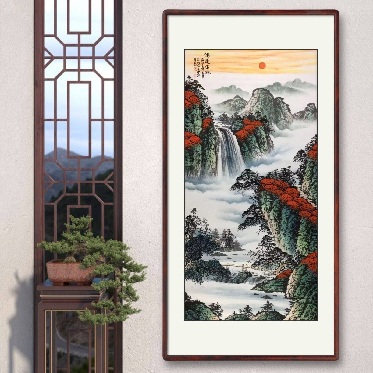 玄关客厅挂画装饰画手绘国画山水