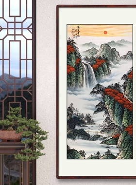 玄关客厅挂画装饰画手绘国画山水