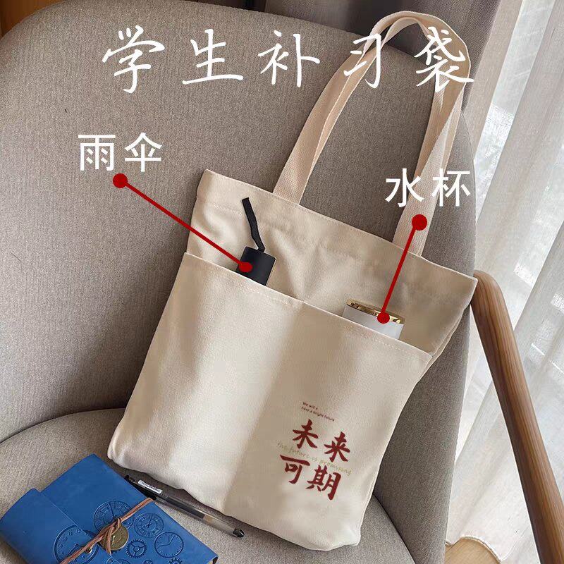 爆款2026男女新款补习手提袋补课包小学生拉链定制儿童帆布包出勤