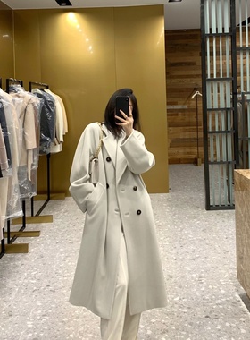 M家经典驼色羊毛双排扣101801羊绒大衣女2024秋冬中长款毛呢外套