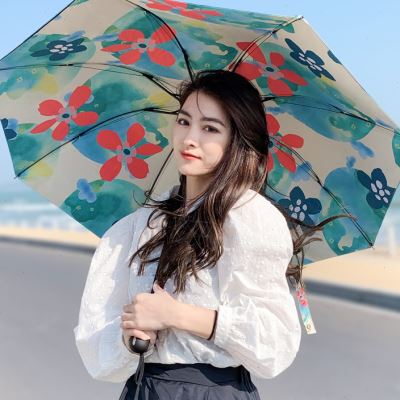 小清新双面印花双层防晒伞黑胶遮阳太阳伞晴雨伞两用女神防紫外线