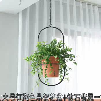 创意北欧悬挂式铁艺吊篮花盆架绿萝吊盆 水培吊挂式 懒人吊兰花i.