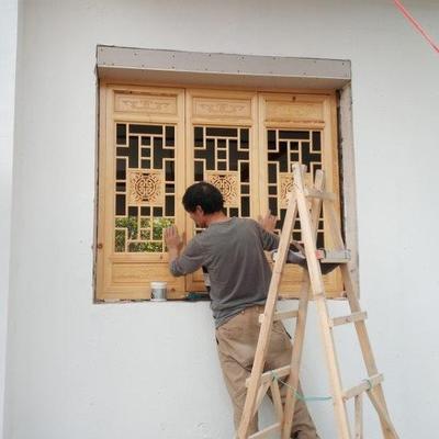 东阳木雕新中式仿古屏风门窗花格玄关隔断角花月亮门挂件实木雕刻