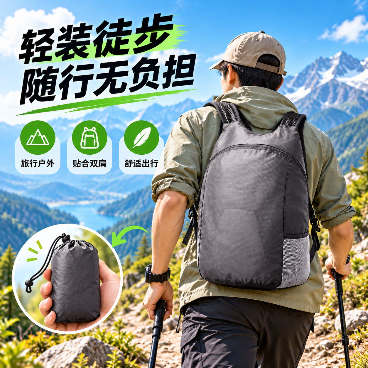 户外折叠超轻防泼水大容量双肩包