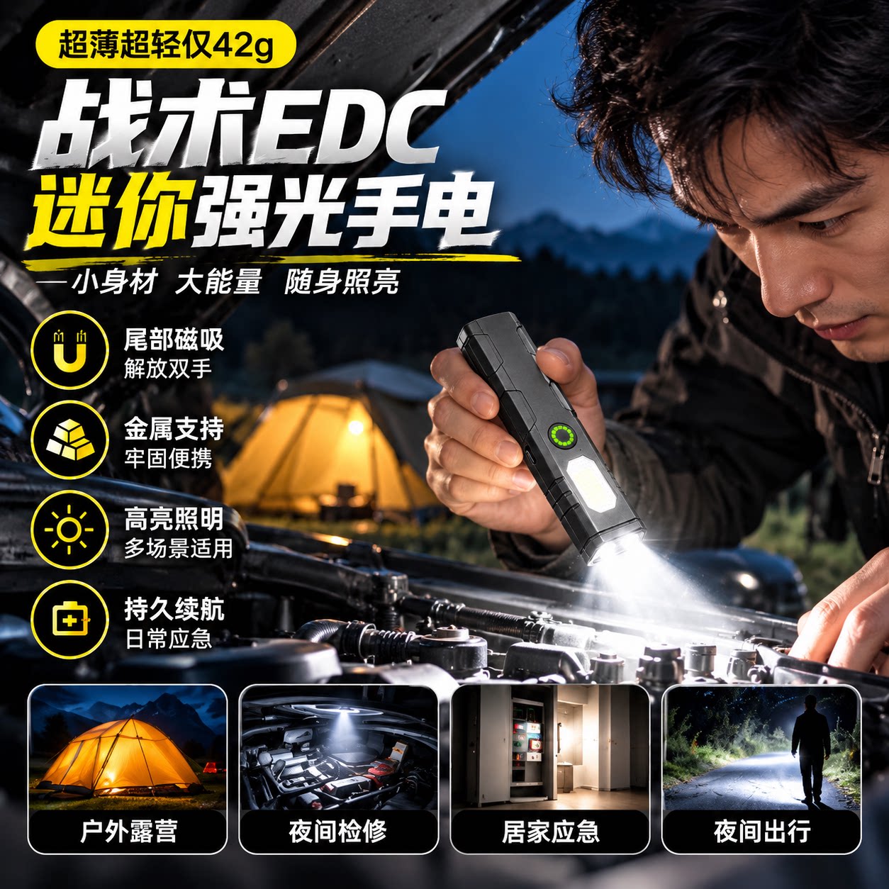 磁吸迷你LED强光充电工作灯