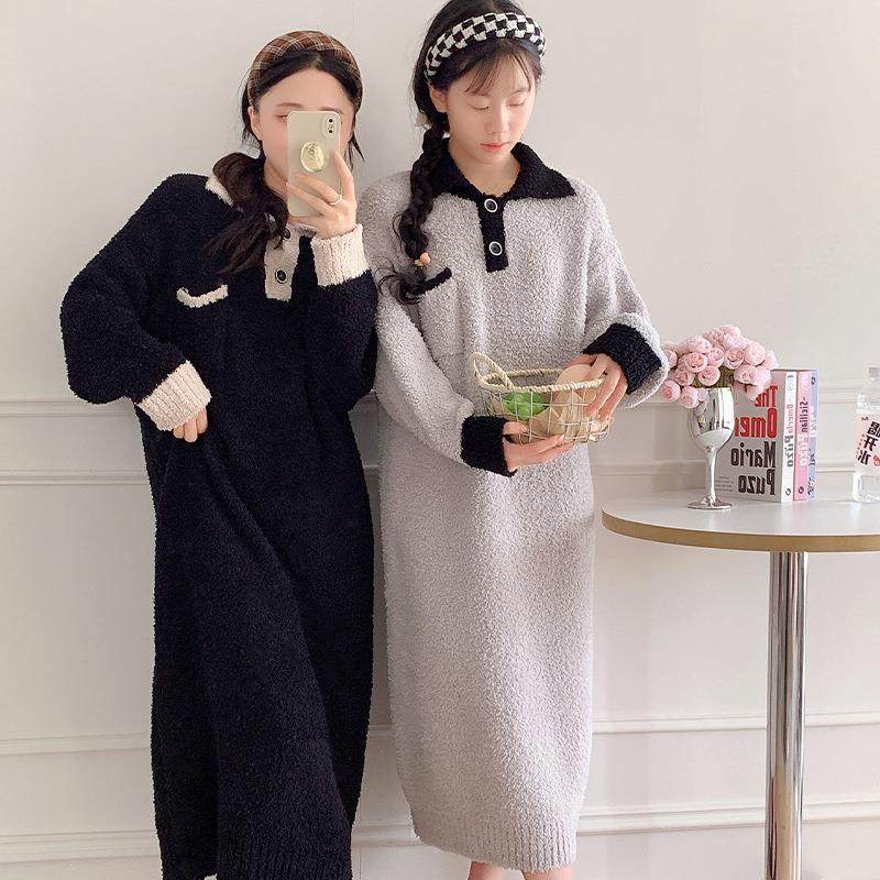 新款软绵绵女士睡裙网红仙女风秋冬加厚加绒长袖睡衣宿舍闺蜜服装,女士内衣/男士内衣/家居服,睡裙,淘宝优惠券,粉丝福利购,淘宝优惠卷